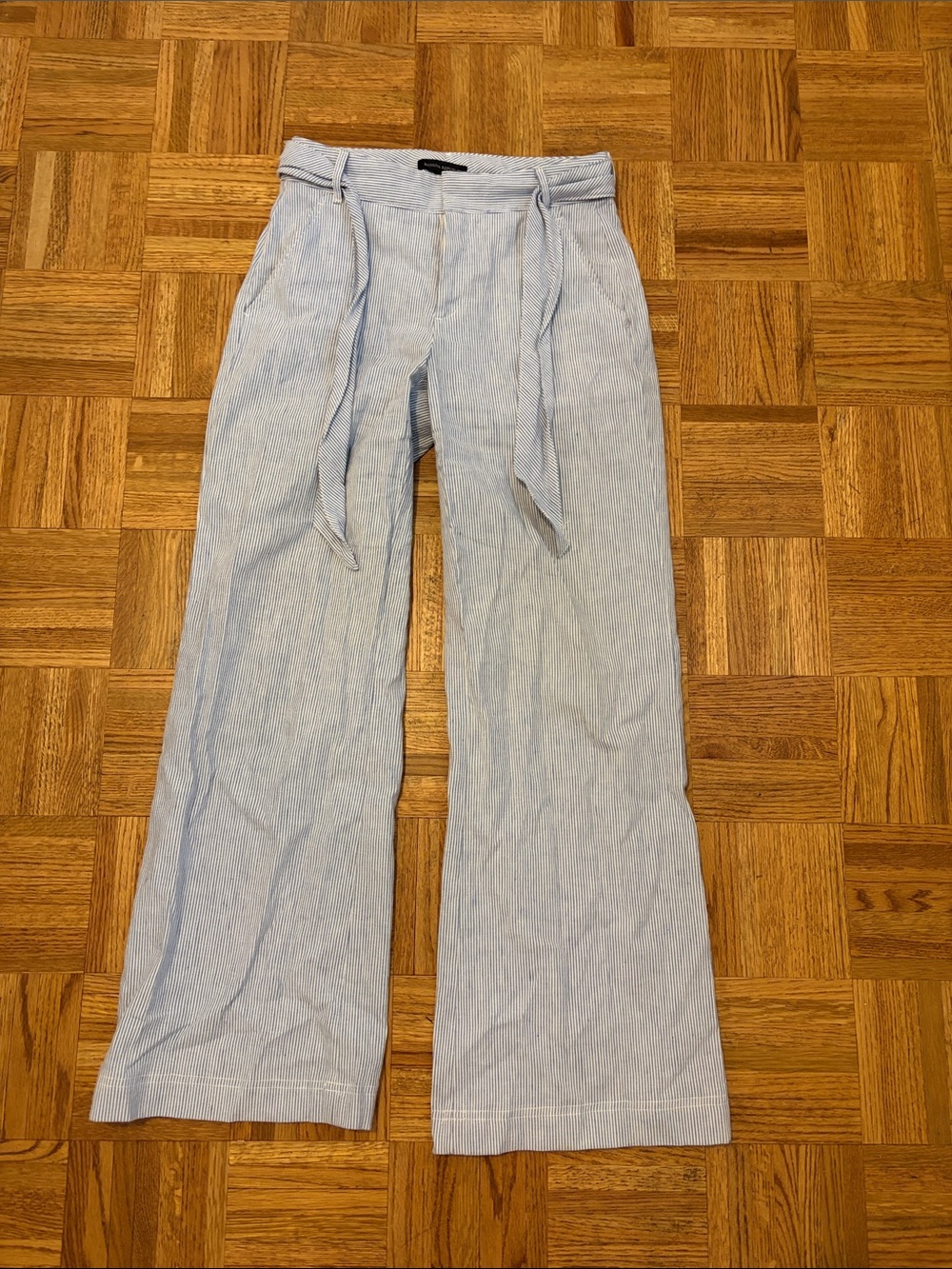 Banana Republic Light Blue Pinstripe Wide-Leg Chinos